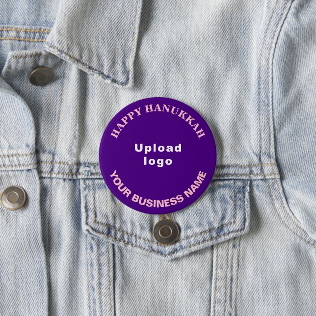 Business Hanukkah Greeting on Purple Round Button (In Situ)