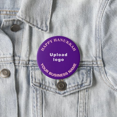 Business Hanukkah Greeting on Purple Round Button