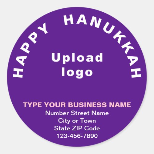 Business Hanukkah Greeting on Purple Round Sticker