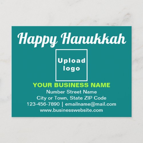 Business Hanukkah Greeting on Teal Green Postcard