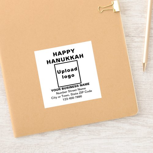 Business Hanukkah Greeting on White Square Vinyl Sticker