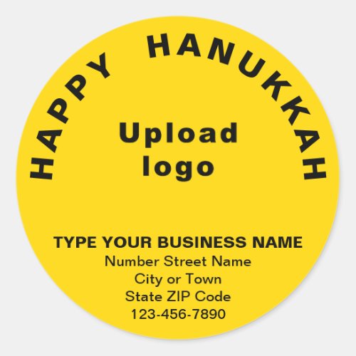 Business Hanukkah Greeting on Yellow Round Sticker