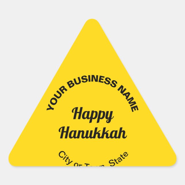 Business Hanukkah Greeting on Yellow Triangle Sticker (Front)