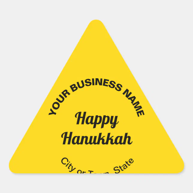 Business Hanukkah Greeting on Yellow Triangle Sticker | Zazzle