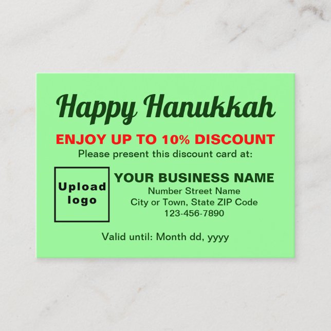 Business Hanukkah Light Green Discount Card (Front)