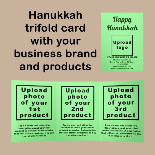 Business Hanukkah Light Green Trifold Card