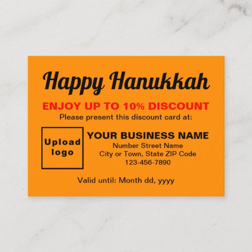 Business Hanukkah Orange Color Discount Card