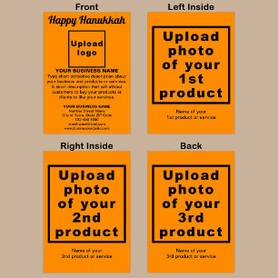Business Hanukkah Orange Color Folded Holiday Card