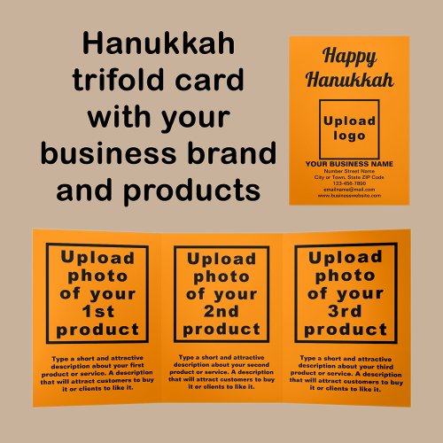 Business Hanukkah Orange Color Trifold Card
