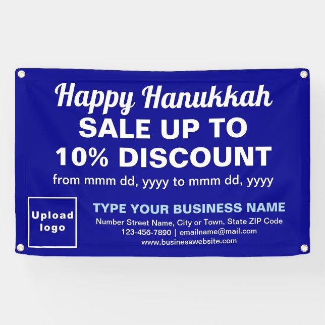 Business Hanukkah Sale on Blue Rectangle Banner (Horizontal)