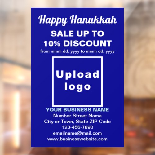 Business Hanukkah Sale on Blue Window Cling