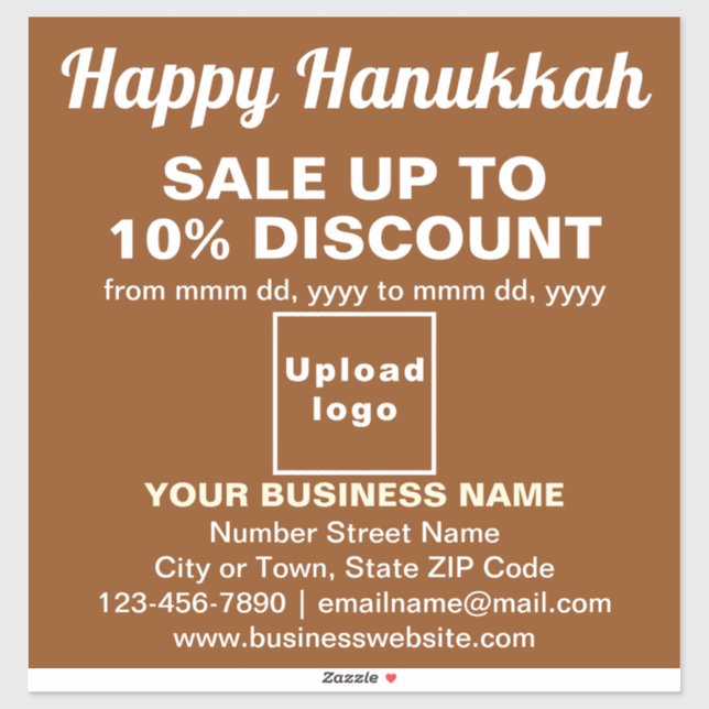 Business Hanukkah Sale on Brown Vinyl Sticker (Sheet)