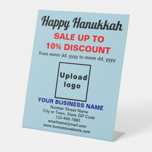 Business Hanukkah Sale on Light Blue Pedestal Sign