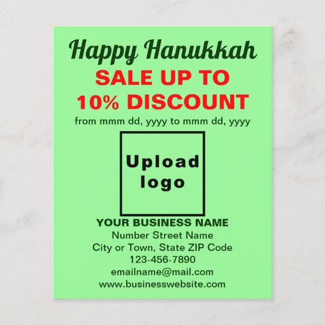Business Hanukkah Sale on Light Green Flyer (Front)