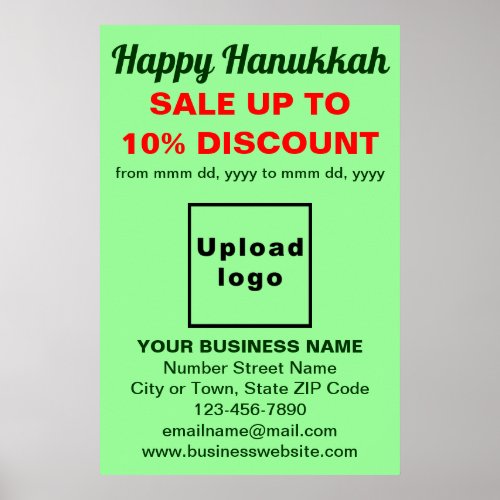Business Hanukkah Sale on Light Green Poster