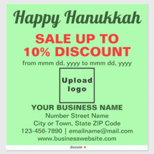 Business Hanukkah Sale on Light Green Vinyl Sticker