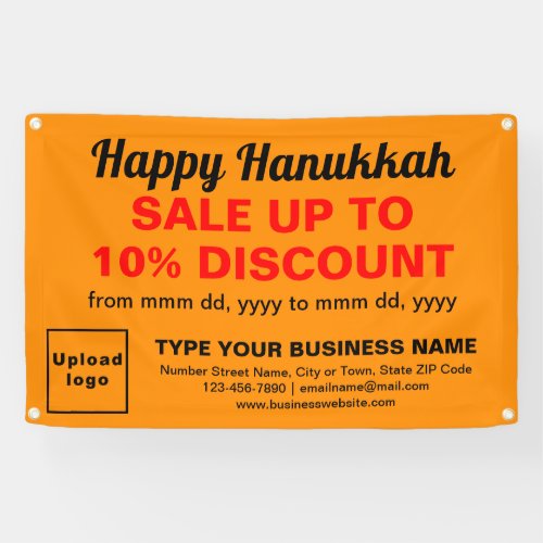 Business Hanukkah Sale on Orange Color Rectangle Banner