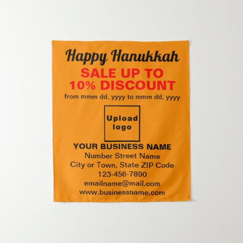 Business Hanukkah Sale on Orange Color Tapestry
