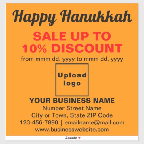 Business Hanukkah Sale on Orange Color Vinyl Sticker