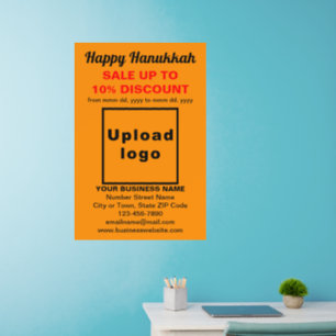 Business Hanukkah Sale on Orange Color Wall Decal