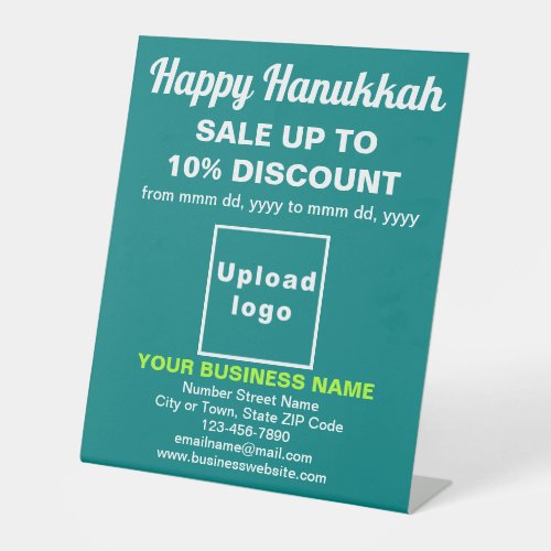 Business Hanukkah Sale on Teal Green Pedestal Sign