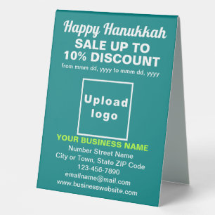 Business Hanukkah Sale on Teal Green Table Sign