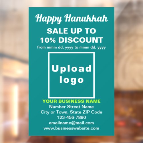 Business Hanukkah Sale on Teal Green Window Cling