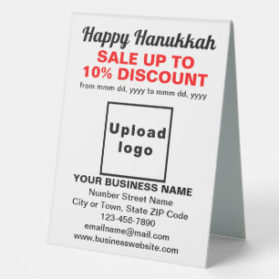 Business Hanukkah Sale on White Table Sign