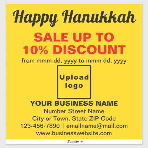 Business Hanukkah Sale on Yellow Vinyl Sticker