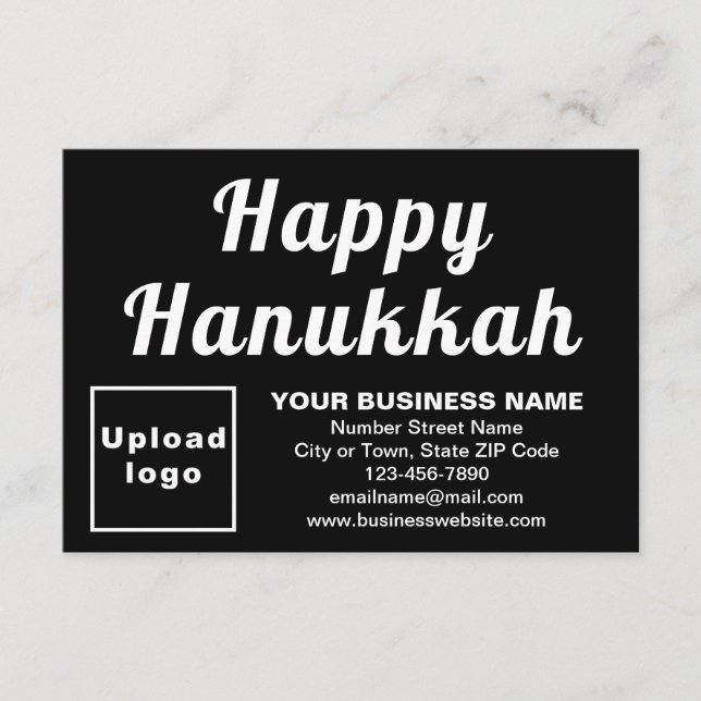 Business Hanukkah Small Black Flat Card (Front)