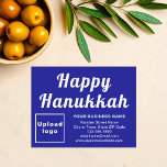 Business Hanukkah Small Blue Flat Holiday Card<br><div class="desc">Happy Hanukkah! Wishing you joy, peace and blessing this festival of lights. A holiday to celebrate and to advertise also your business. Small size flat holiday card that you can customize to put your business brand and with Hanukkah greeting. Customize it and use it to greet your customers or clients...</div>