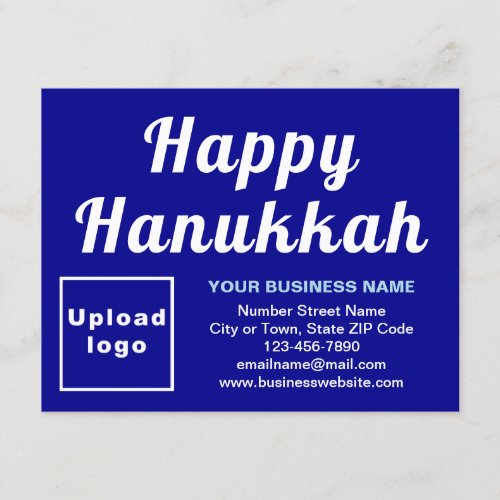 Business Hanukkah Small Blue Flat Holiday Card