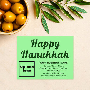 Business Hanukkah Small Light Green Flat Holiday Card