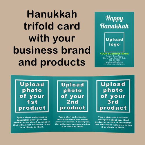 Business Hanukkah Teal Green Trifold Card