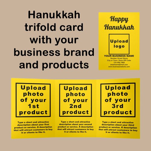Business Hanukkah Yellow Trifold Card