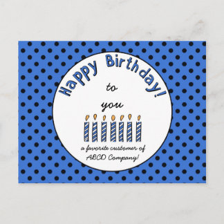 Business Happy Birthday Coupon Blue Postcard