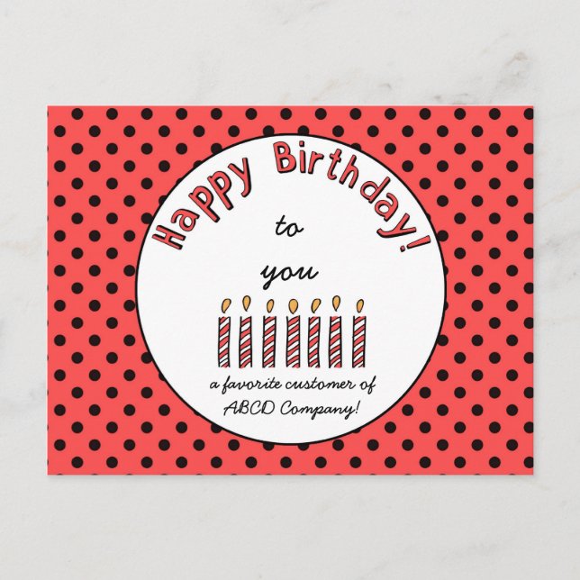 Business Happy Birthday Coupon Orange-Red Postcard (Front)
