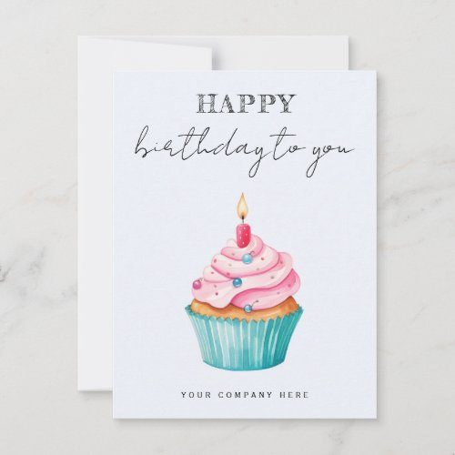 Business Happy Birthday Watercolor Cupcake  Postcard