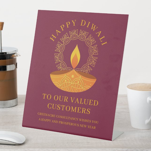 Business Happy Diwali Customer  Pedestal Sign (In SItu)
