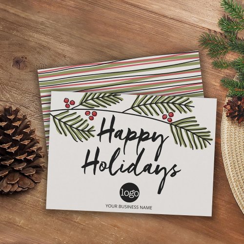 Business Happy Holidays Rustic Pine Tree Branches Holiday Card