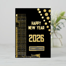 Business happy New Year 2026 urban long logo Foil Holiday Card