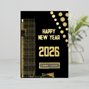 Business happy New Year 2026 urban long logo Foil Holiday Card