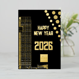 Business happy New Year 2026 urban square logo Foil Holiday Card