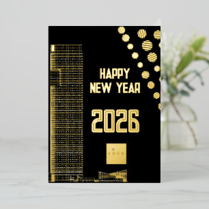 Business happy New Year 2026 urban square logo Foil Holiday Card