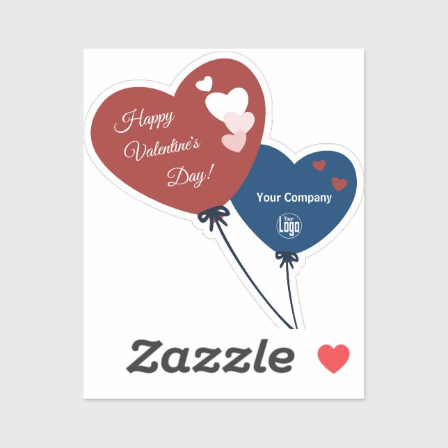 Business Happy Valentine's Day Two Heart Balloons Sticker (Sheet)
