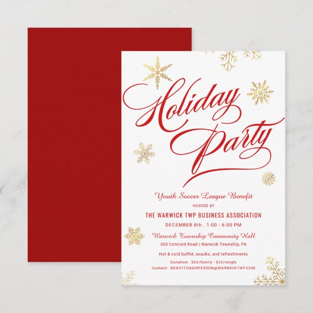 Business Holiday Benefit Fundraiser Snowflakes Invitation (Front/Back)