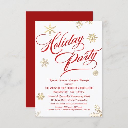 Business Holiday Benefit Fundraiser Snowflakes Invitation