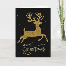 Business Holiday Card – Gold Glitter Reindeer