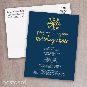 Business Holiday Cheer Party - modern snowflake Foil Invitation Postcard
