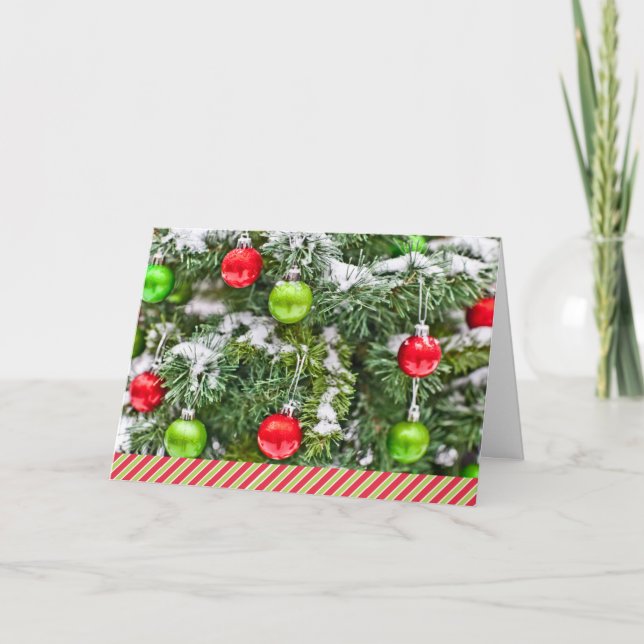 Business Holiday Christmas Ornaments Snowy Tree (Front)